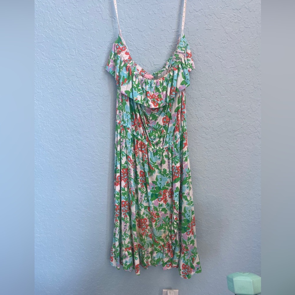 Lilly Pulitzer Flor Multi Mini Bee In Your Bonnet Strapless Ruffle Dress